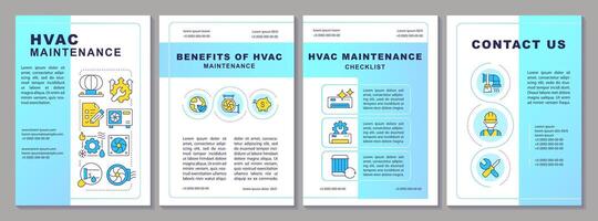 HVAC maintenance blue gradient brochure template. Leaflet design with linear icons. Editable 4 vector layouts for presentation, annual reports