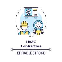 HVAC contractors multi color concept icon. Professional engineer. Maintenance and repair. Round shape line illustration. Abstract idea. Graphic design. Easy to use in promotional material vector