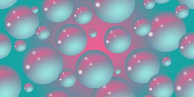 Bubbles on a pink turquoise background. Abstract bubble neon background. 3d texture of liquid with blobs in y2k style. Seamless pattern. Vector illustration.