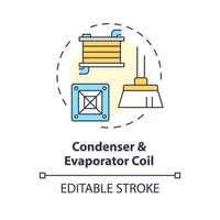 condensador y evaporador bobina multi color concepto icono. limpieza y mantenimiento de hvac componentes redondo forma línea ilustración. resumen idea. gráfico diseño. fácil a utilizar en promocional material vector