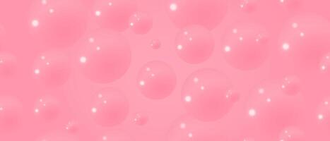 A pink background with bubbles on it. Abstract bubble background. 3d texture of liquid with blobs. Seamless pattern. Vector illustration.