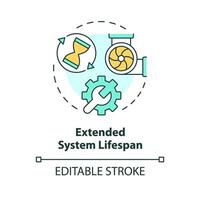 Extended system lifespan multi color concept icon. HVAC system care. Preventive maintenance. Round shape line illustration. Abstract idea. Graphic design. Easy to use in promotional material vector