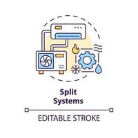 Split systems multi color concept icon. Outdoor and indoor units. Climate control. HVAC services. Round shape line illustration. Abstract idea. Graphic design. Easy to use in promotional material vector