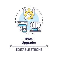 hvac actualizaciones multi color concepto icono. mejorar aire acondicionamiento sistema. inteligente control. redondo forma línea ilustración. resumen idea. gráfico diseño. fácil a utilizar en promocional material vector