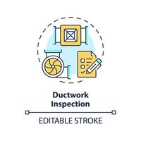 Ductwork inspection multi color concept icon. Examination of system conduits. Preventive maintenance. Round shape line illustration. Abstract idea. Graphic design. Easy to use in promotional material vector