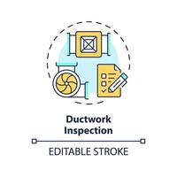 Ductwork inspection multi color concept icon. Examination of system conduits. Preventive maintenance. Round shape line illustration. Abstract idea. Graphic design. Easy to use in promotional material vector