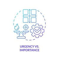 Urgency vs importance blue gradient concept icon. Task management. Round shape line illustration. Abstract idea. Graphic design. Easy to use in infographic, promotional material, article, blog post vector