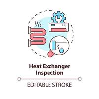 calor intercambiador inspección multi color concepto icono. tubería examen. hvac sistema diagnósticos redondo forma línea ilustración. resumen idea. gráfico diseño. fácil a utilizar en promocional material vector