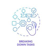 Breaking down tasks blue gradient concept icon. Focus control. Round shape line illustration. Abstract idea. Graphic design. Easy to use in infographic, promotional material, article, blog post vector