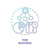 Time blocking blue gradient concept icon. Workflow management. Round shape line illustration. Abstract idea. Graphic design. Easy to use in infographic, promotional material, article, blog post vector