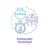 pomodoro técnica azul degradado concepto icono. atención control. redondo forma línea ilustración. resumen idea. gráfico diseño. fácil a utilizar en infografía, promocional material, artículo, Blog enviar vector