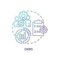 OKRs method blue gradient concept icon. Goal setting technique. Round shape line illustration. Abstract idea. Graphic design. Easy to use in infographic, promotional material, article, blog post vector