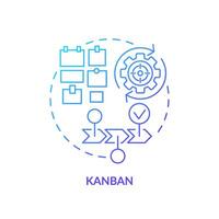 Kanban method blue gradient concept icon. Team management. Round shape line illustration. Abstract idea. Graphic design. Easy to use in infographic, promotional material, article, blog post vector