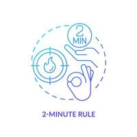 2 minute rule blue gradient concept icon. Task management. Round shape line illustration. Abstract idea. Graphic design. Easy to use in infographic, promotional material, article, blog post vector