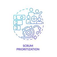 Scrum prioritization, teamwork blue gradient concept icon. Round shape line illustration. Abstract idea. Graphic design. Easy to use in infographic, promotional material, article, blog post vector