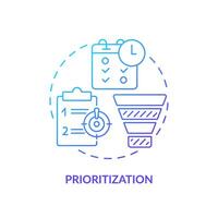 Prioritization blue gradient concept icon. Task management, productivity. Round shape line illustration. Abstract idea. Graphic design. Easy to use in infographic, promotional material, article vector