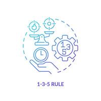 1-3-5 rule blue gradient concept icon. Workflow organization. Round shape line illustration. Abstract idea. Graphic design. Easy to use in infographic, promotional material, article, blog post vector