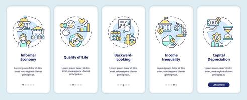 Purchasing power parity onboarding mobile app screen. Walkthrough 5 steps editable graphic instructions with linear concepts. UI, UX, GUI template vector