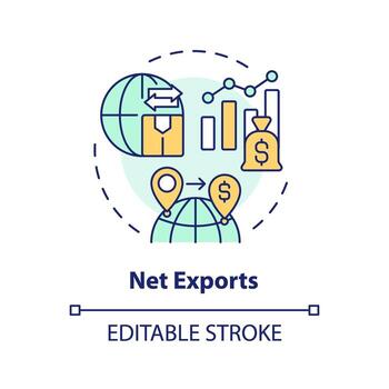 Net exports multi color concept icon. National economic. Global market, gdp calculating. Round shape line illustration. Abstract idea. Graphic design. Easy to use in brochure, booklet vector