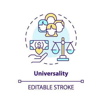universal básico ingresos multi color concepto icono. socioeconómico política igualdad. financiero sostenibilidad. redondo forma línea ilustración. resumen idea. gráfico diseño. fácil a utilizar en folleto vector
