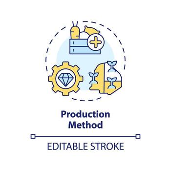 Production method multi color concept icon. National industry growth. Gdp calculating. Round shape line illustration. Abstract idea. Graphic design. Easy to use in brochure, booklet vector