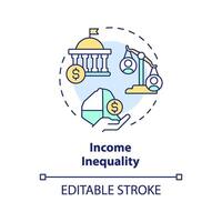 Income inequality multi color concept icon. Wages and salaries gap. Quality of life, financial stability. Round shape line illustration. Abstract idea. Graphic design. Easy to use in brochure, booklet vector