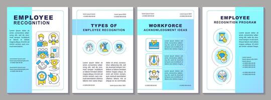 Employee recognition blue gradient brochure template. Leaflet design with linear icons. Editable 4 vector layouts for presentation, annual reports