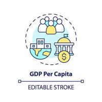 Gdp per capita multi color concept icon. Socioeconomic indicator. Individual payment basis. Round shape line illustration. Abstract idea. Graphic design. Easy to use in brochure, booklet vector