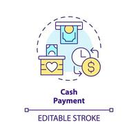 Cash payment multi color concept icon. purchasing power parity. Fixed wage. Capital gain, financial expenditure. Round shape line illustration. Abstract idea. Graphic design. Easy to use in brochure vector