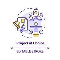 Project of choice multi color concept icon. Employee recognition. Lead project. Career opportunity. Project management. Round shape line illustration. Abstract idea. Graphic design. Easy to use vector