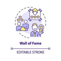 Wall of fame multi color concept icon. Employee recognition. Worker acknowledgement. Employee of the month. Round shape line illustration. Abstract idea. Graphic design. Easy to use vector