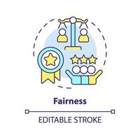 Fairness multi color concept icon. Employee recognition criteria. Fair treatment. Workplace culture. Team spirit. Round shape line illustration. Abstract idea. Graphic design. Easy to use vector