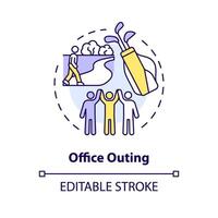 Office outing multi color concept icon. Employee recognition. Team building. Leisure activity. Corporate event. Round shape line illustration. Abstract idea. Graphic design. Easy to use vector