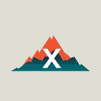 AI generated Outdoor gear shop filled colorful initial logo idea. Virtual marketplace. Letters inside mountains shape. Graphic design vector