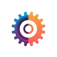 AI generated Software for teamwork filled gradient logo. Cooperation business value. Gear simple icon. Design element. Ai art for corporate branding, social media vector