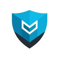 AI generated Antivirus software development filled blue logo. Security business value. Shield simple icon. Design element. Ai art for corporate branding, website vector