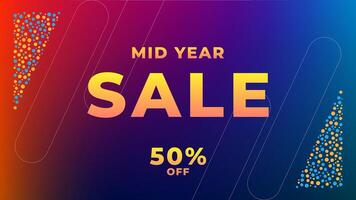 MID YEAR SALE OFFERS AND PROMOTION TEMPLATE BANNER DESIGN.COLORFUL GRADIENT COLOR BACKGROUND VECTOR. GOOD FOR SOCIAL MEDIA POST, COVER , POSTER vector