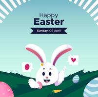 template design with cute bunny for easter day vector