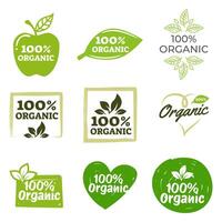 Organic labels set. Collection various logo for organic cosmetics or products isolated on white background vector