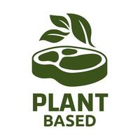 Plant based label. with leaf icon. Vector illustration isolated on white background