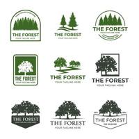 Forest badge vector set Isolated over white background.