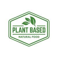 Plant based label. with leaf icon. Vector illustration isolated on white background