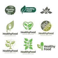 Set of Healthy Food Logo Template vector