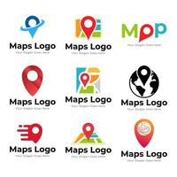 conjunto de mapa alfiler punto icono logo diseño elemento aislado en blanco antecedentes vector