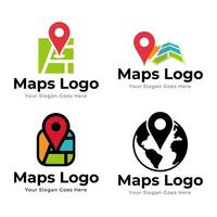 conjunto de mapa alfiler punto icono logo diseño elemento aislado en blanco antecedentes vector