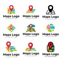 conjunto de mapa alfiler punto icono logo diseño elemento aislado en blanco antecedentes vector