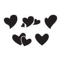 Heart icon set black and white vector