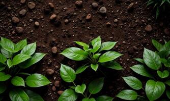 ai generado plantas creciente desde suelo, planta progreso, creciente planta, crecer arriba desde suelo foto