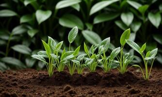 ai generado plantas creciente desde suelo, planta progreso, creciente planta, crecer arriba desde suelo foto