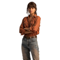 AI generated Young Businesswoman Standing With Crossed Arms and Smiling on Transparent background - Ai Generated png